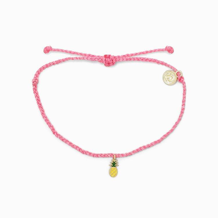Pineapple Bitty Braid Charm Bracelet Pink