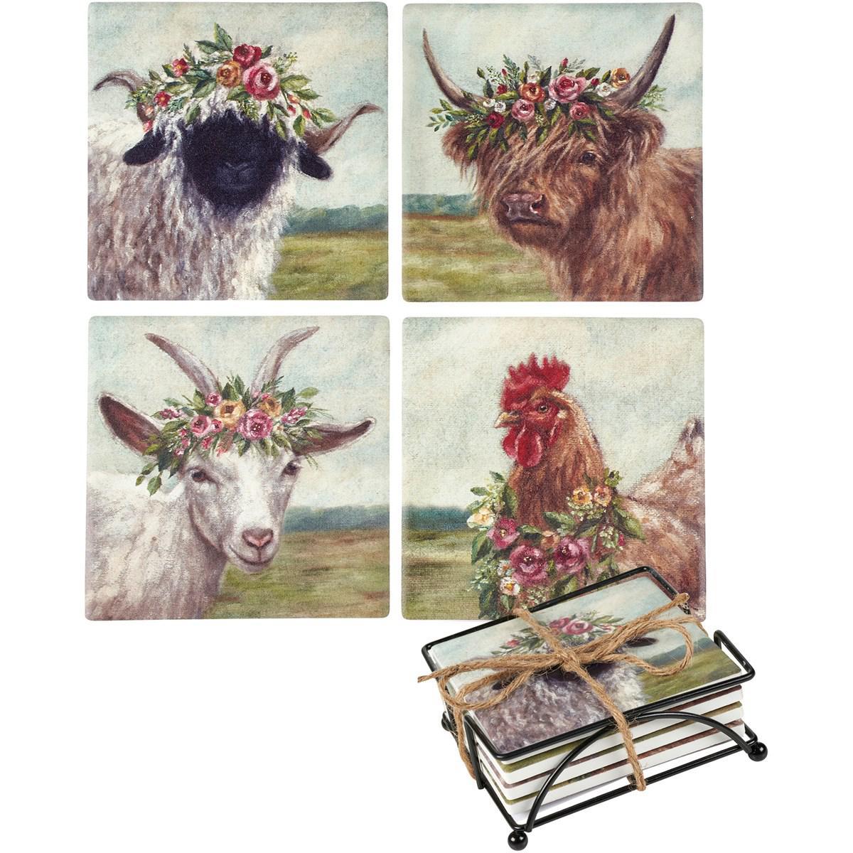 Floral Animal Coaster Set
