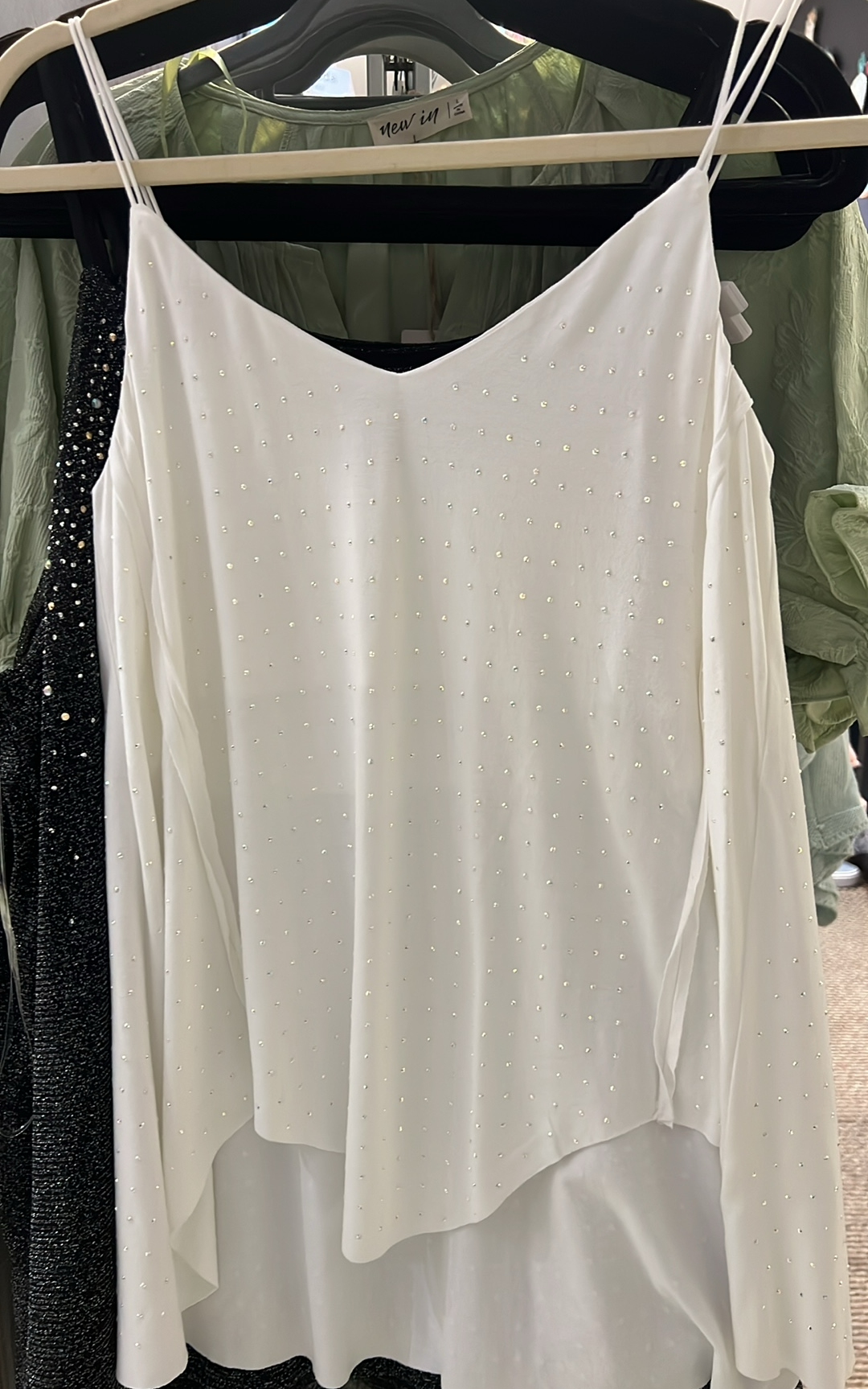 White Rhinestone Cami