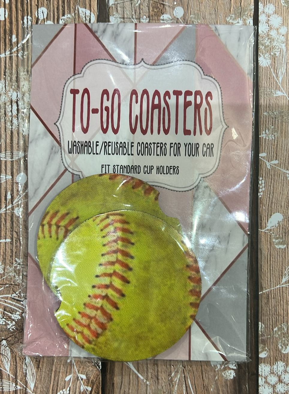 Softball Car Coaster Set