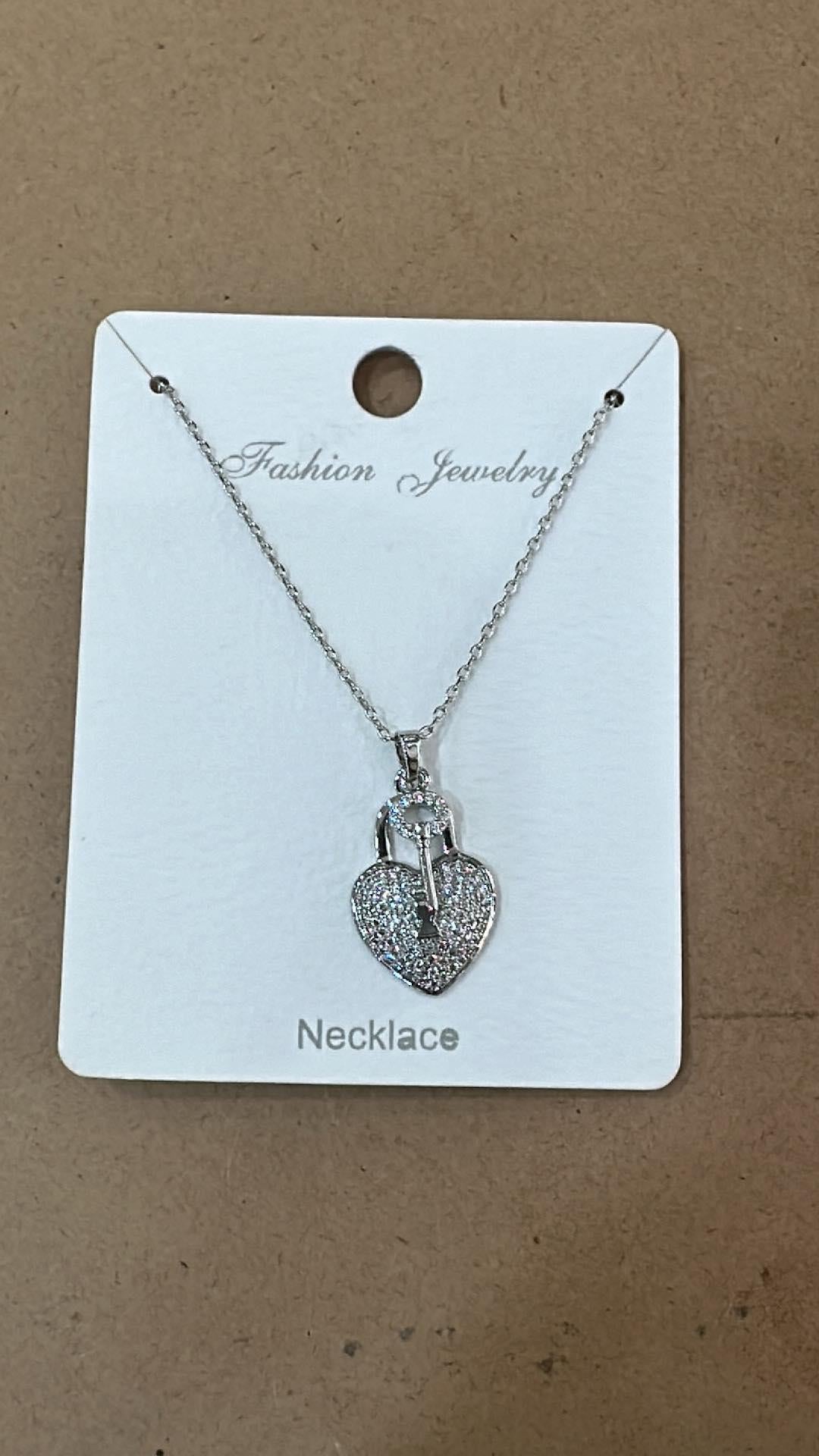Crystal Lock Heart Necklace
