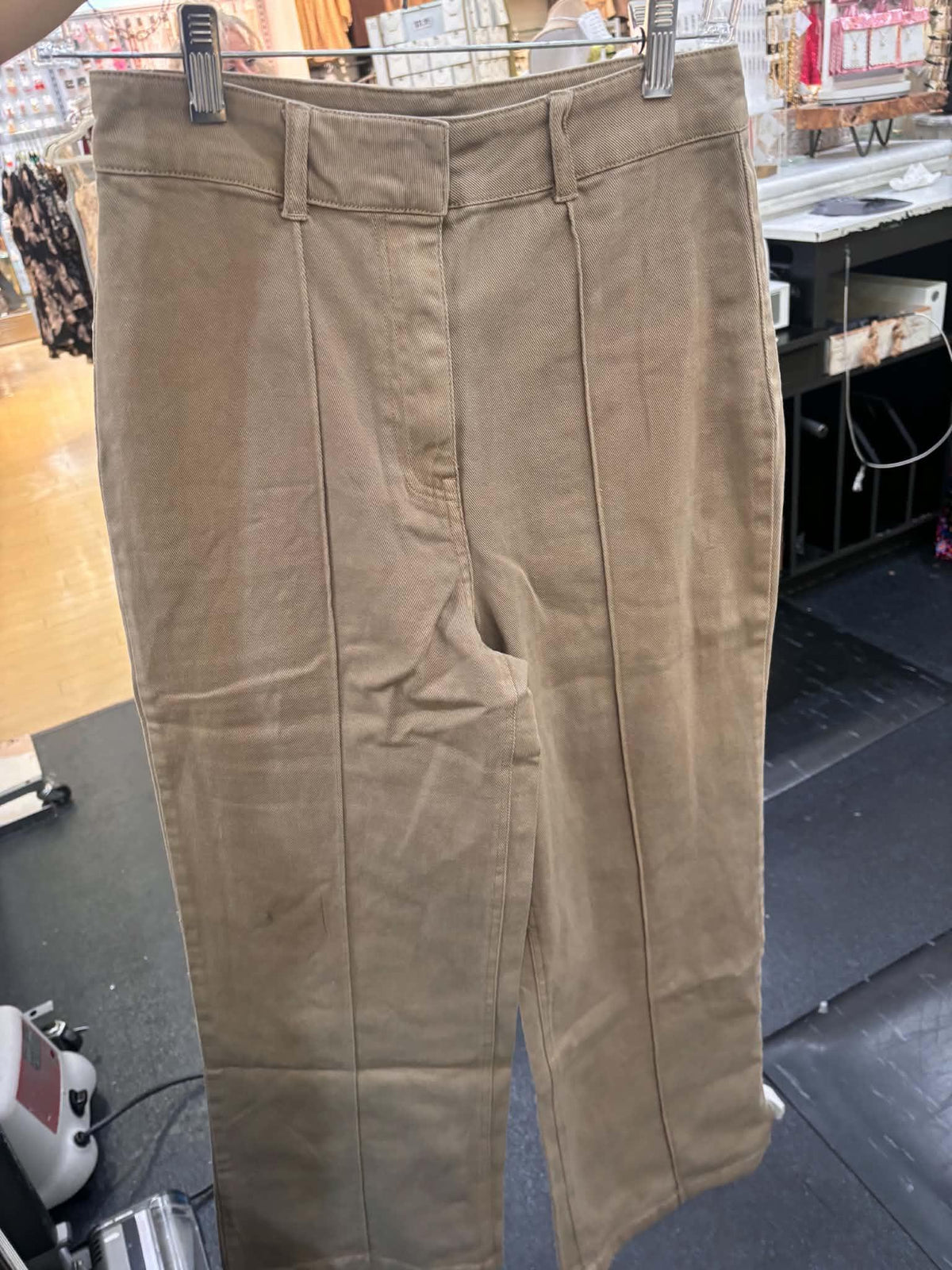 Mocha Front Seam Wide Leg Denim Pants