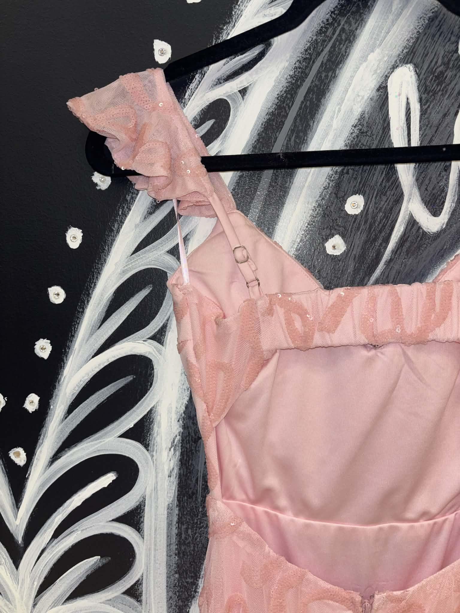 Pink Ribbon Sequin Bow Tie Maxi Dress