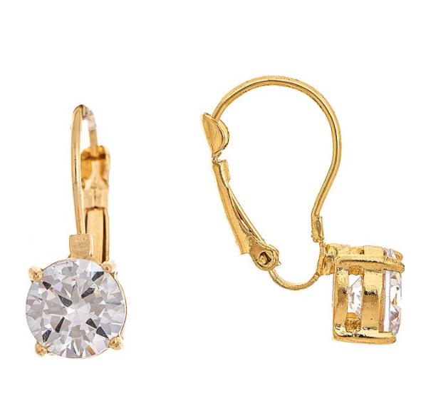 Gold Crystal Leverback Earring