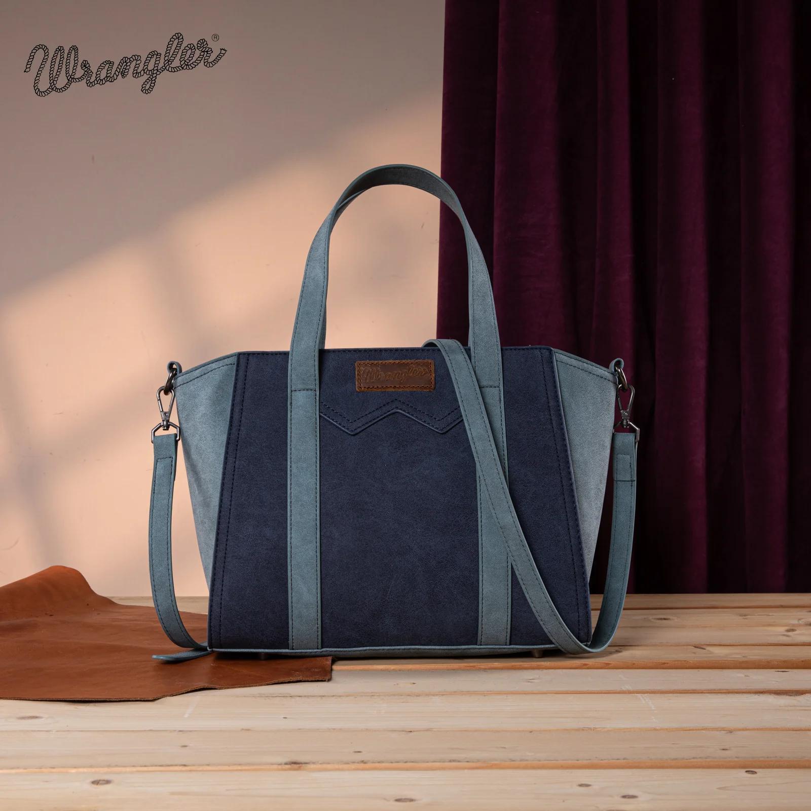Wrangler "W" Stitch Two Tone Tote/Crossbody - Navy