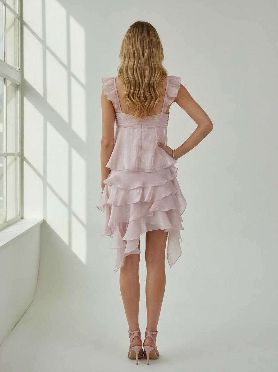 Light Pink Sweetheart Ruffle Mini Dress