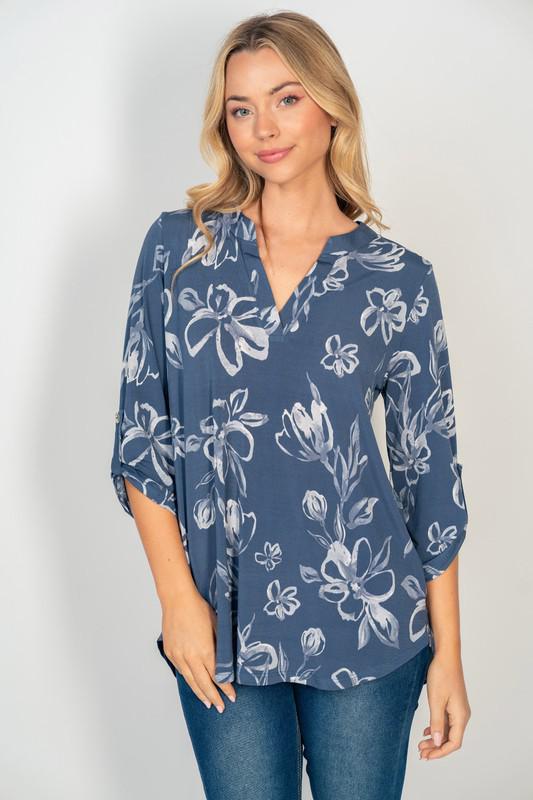 Denim Floral Gabby Top