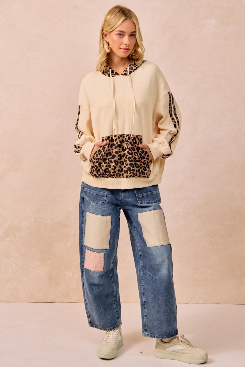 Waffle Thermal Leopard Mix And Match Hoodie