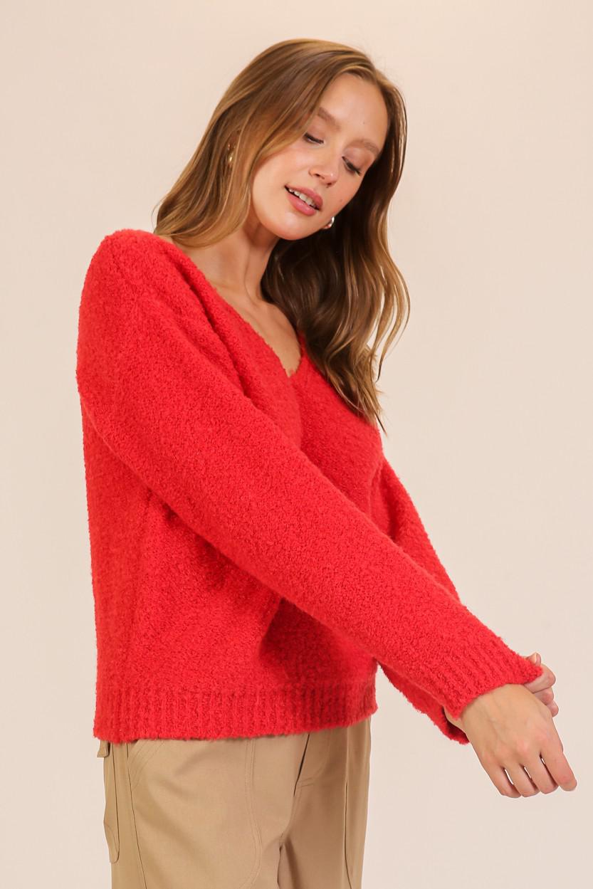 Red Everyday Soft V-neck Sweater