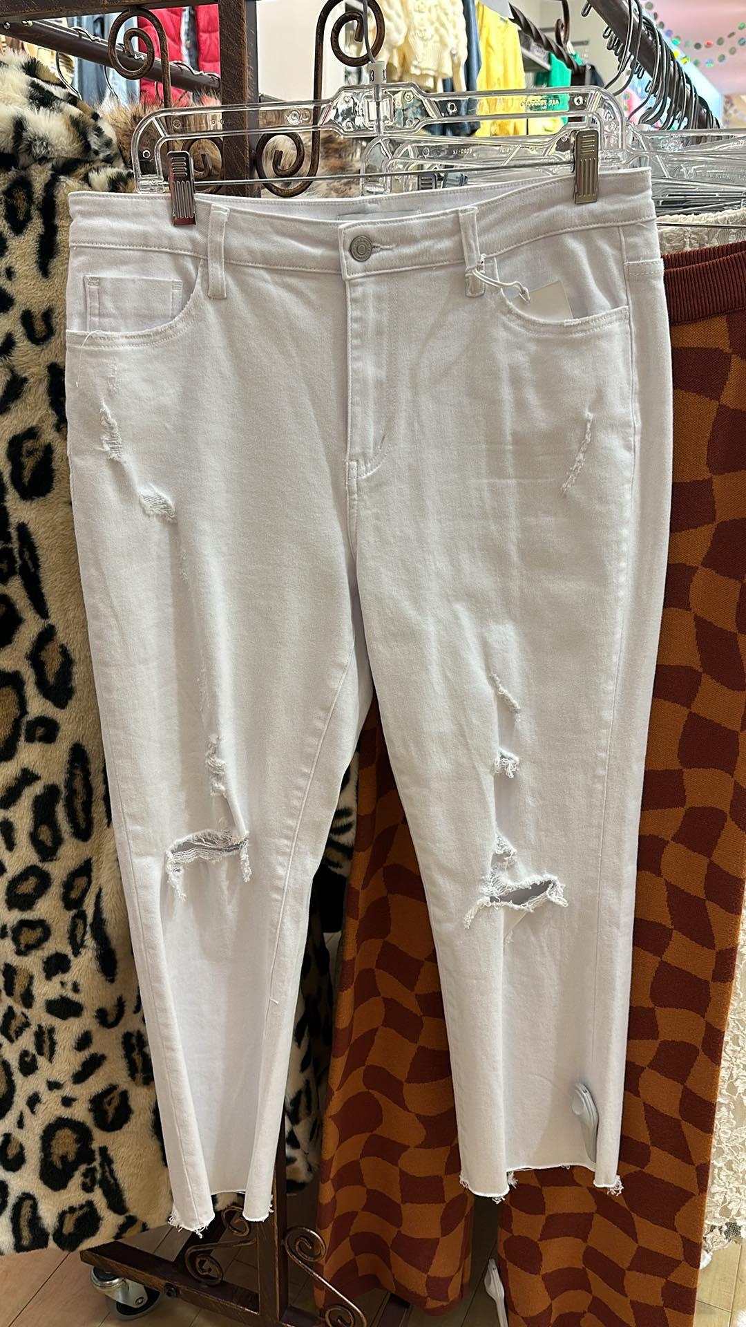 Frayed Hem White Crops