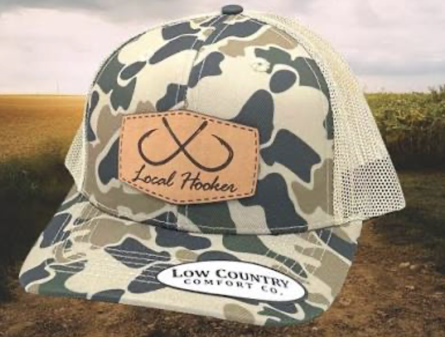 Local Hooker Leather Patch Hat Old School Camo