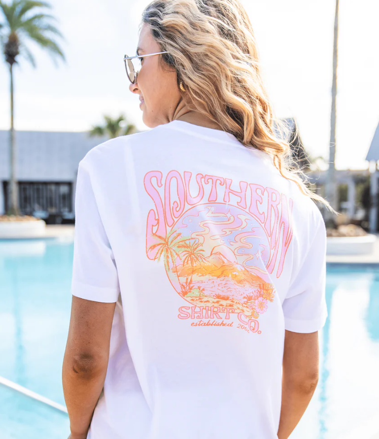 Tropical Sunset Tee SS Bright White