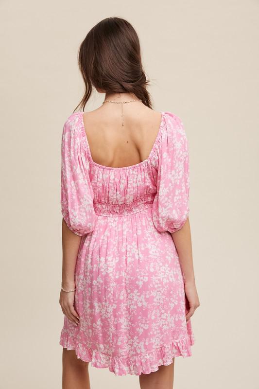 Pink Flower Mini Dress