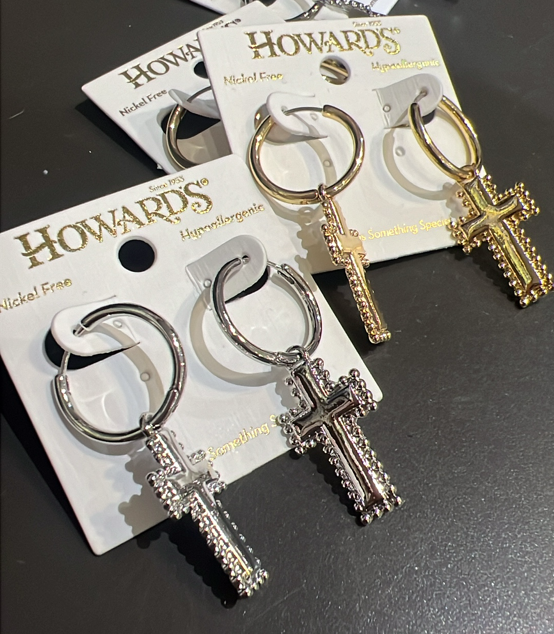 Textured Cross Mini Hoops