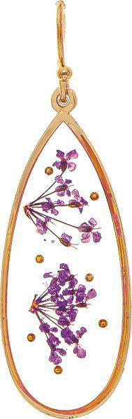Gold Purple Flowers Earring