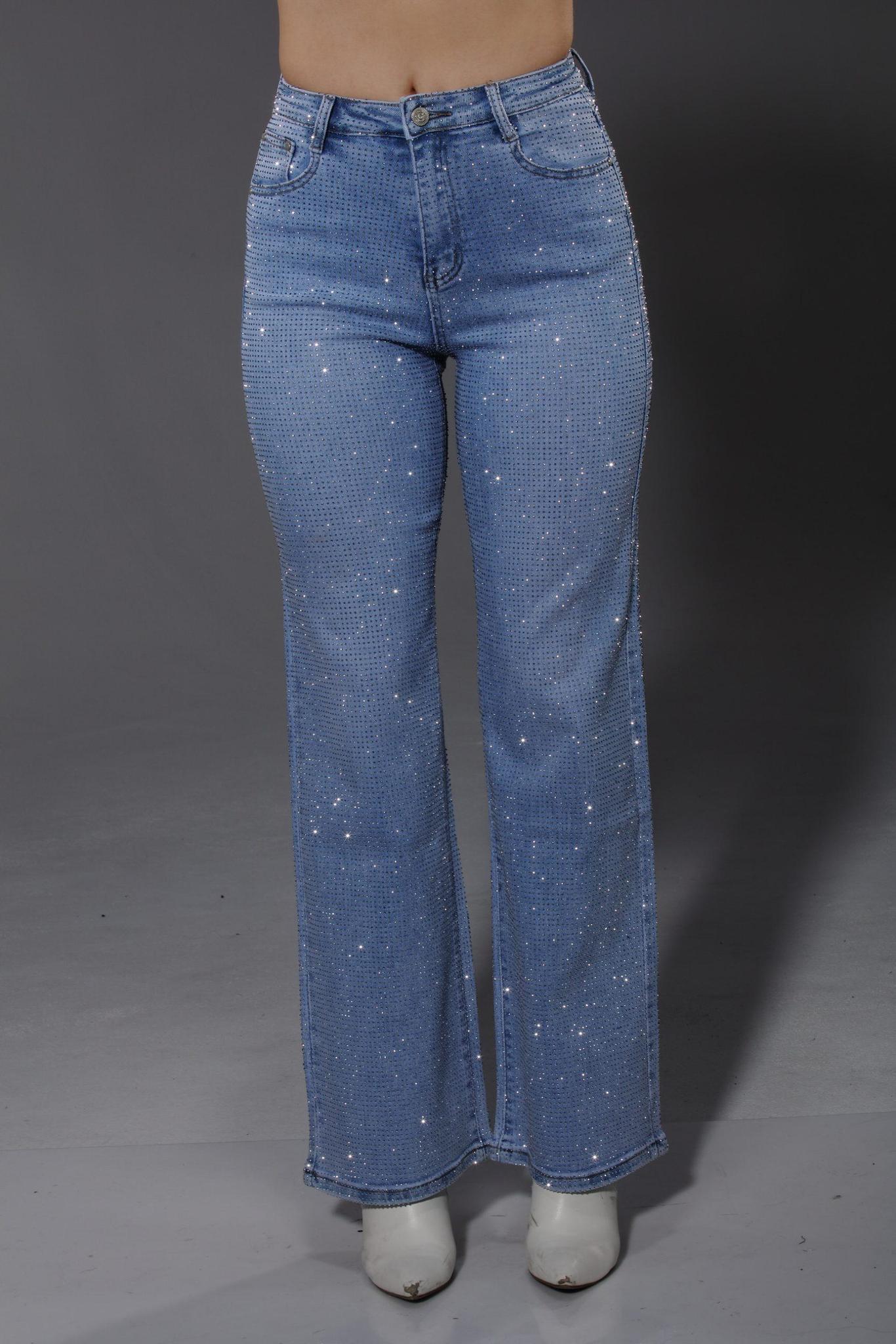 Nina Rossi Full Stone Embellished Bootcut Jeans