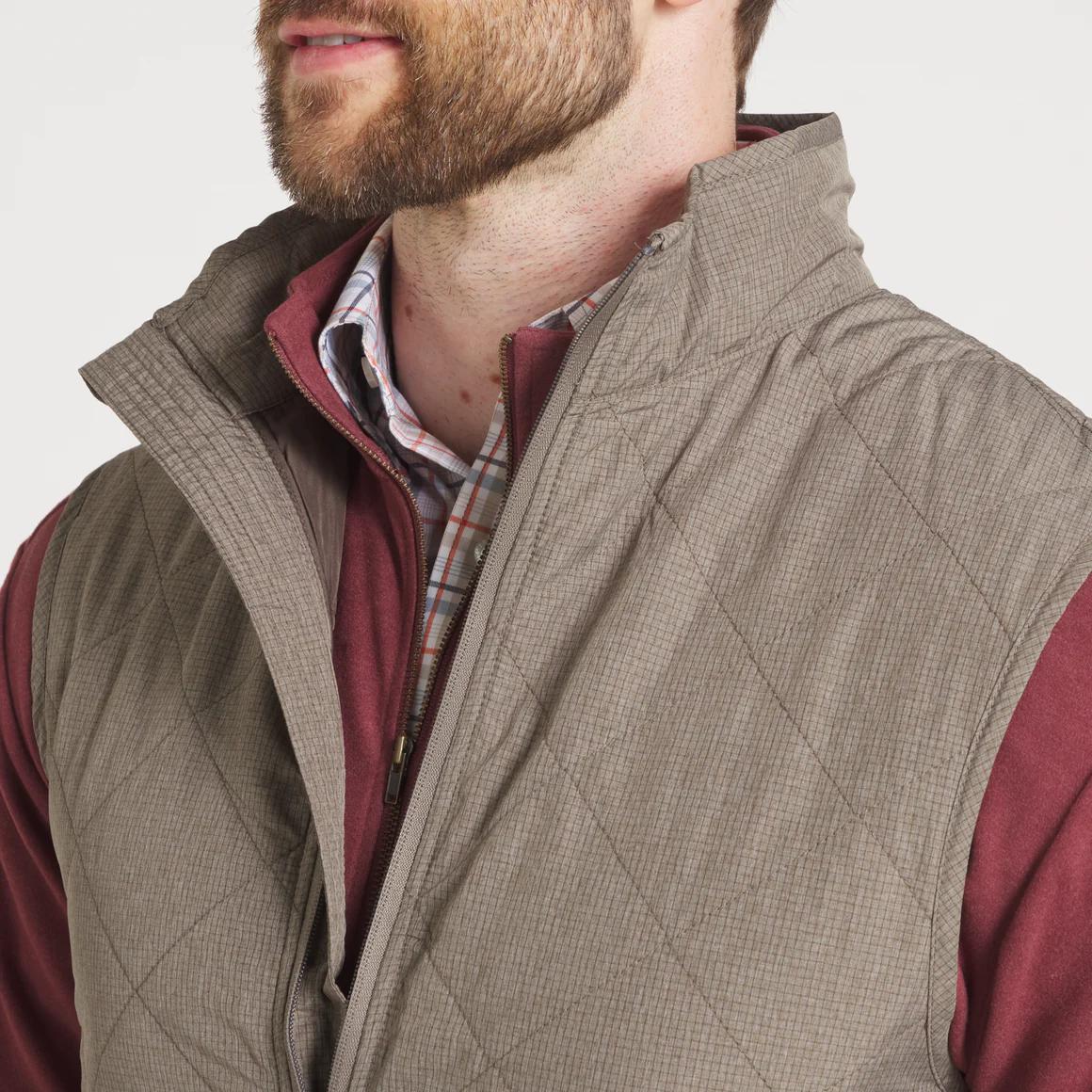 Bryson Ripstop Quilted Vest in Stone Brown