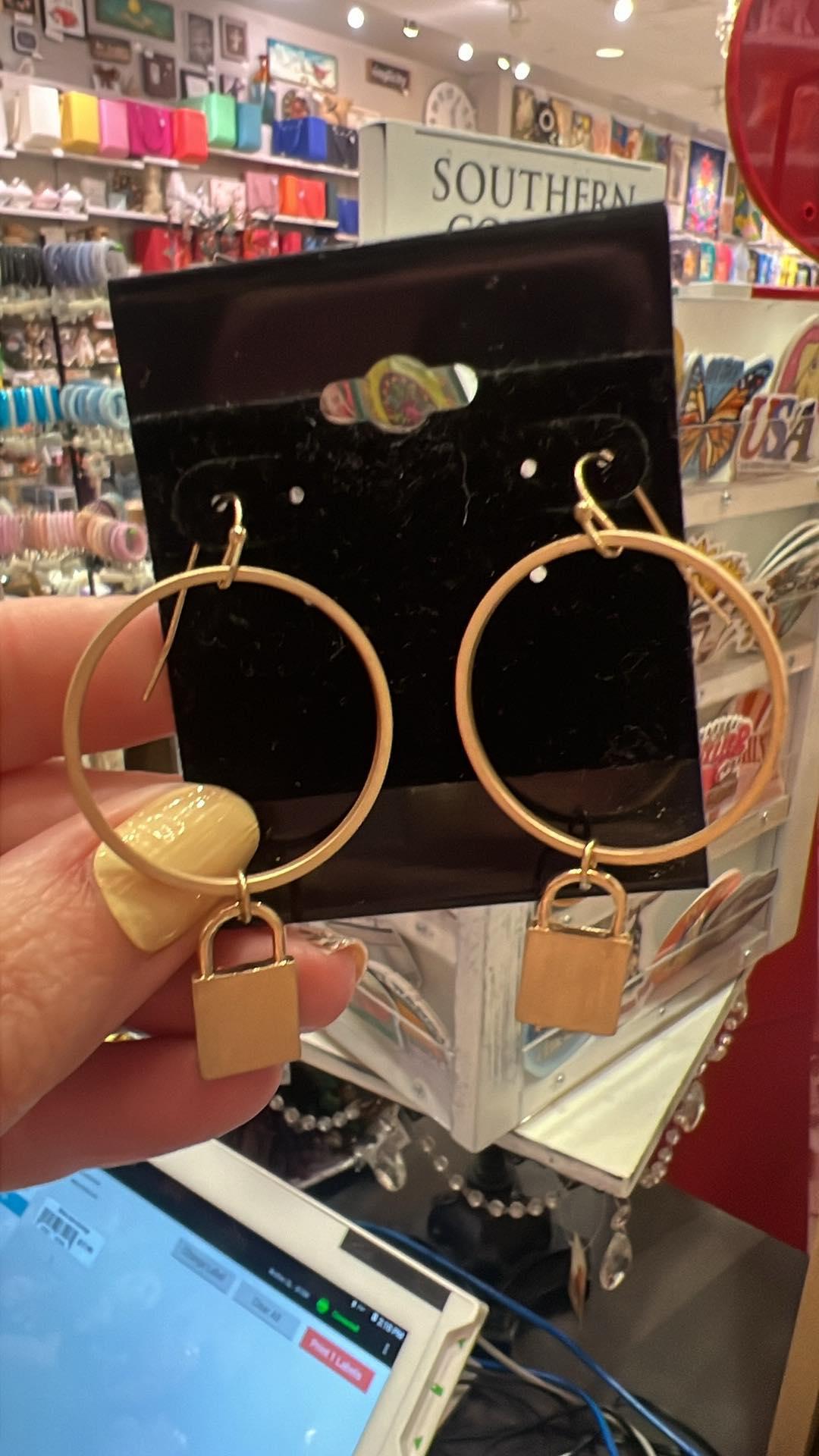 Brushed Gold Locket Earrings
