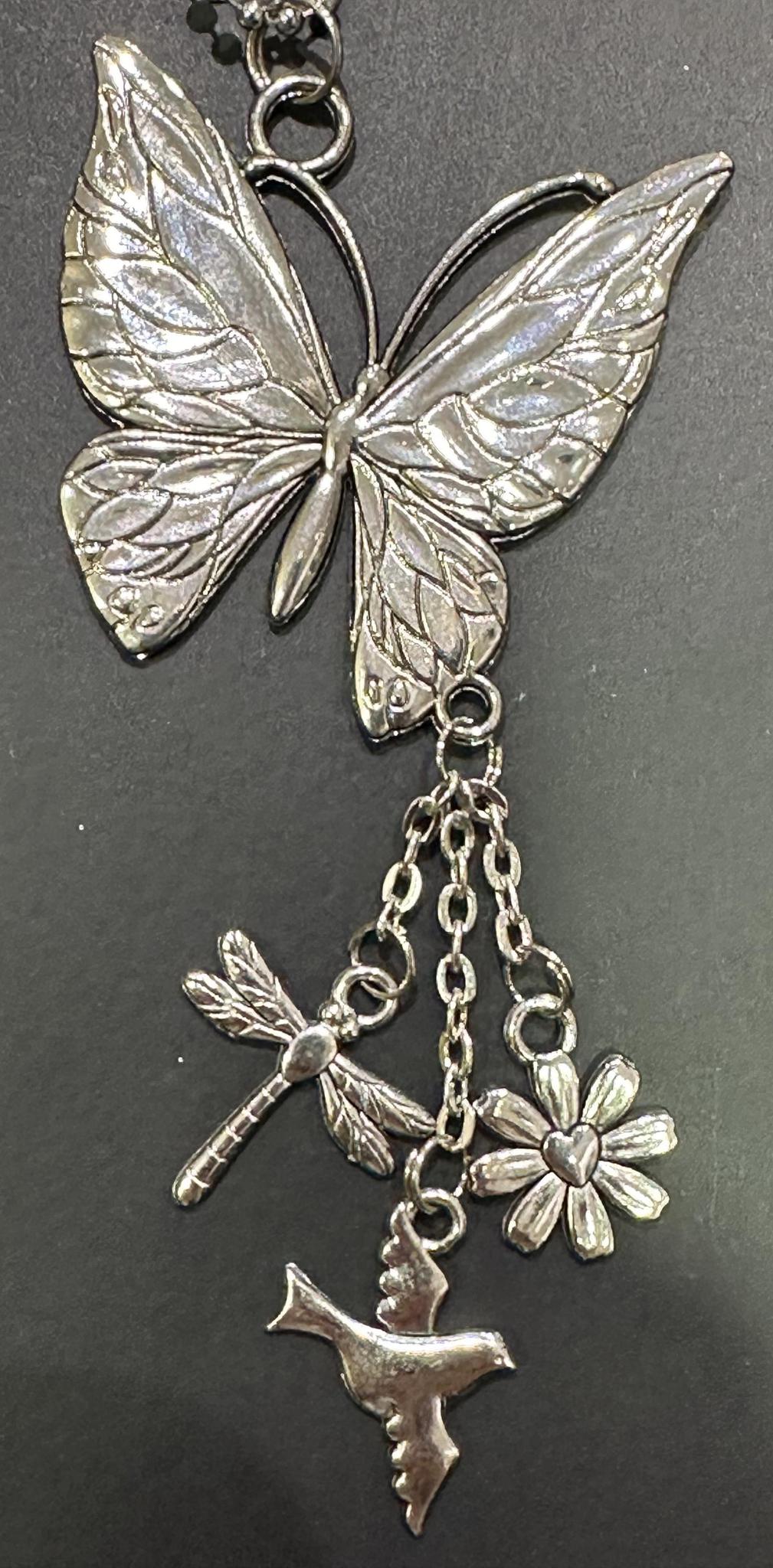 Silver Butterfly Car Charm