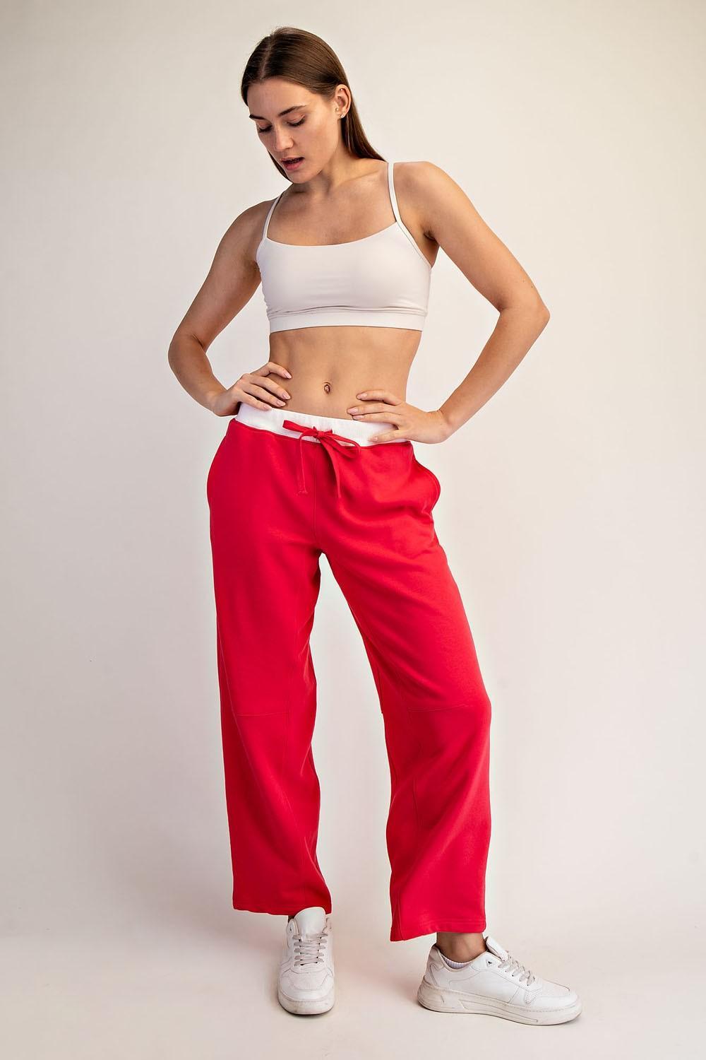 French Terry Playful Pant - Candy Red/Pink