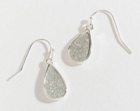 Textured Silver Teardrop Earrings