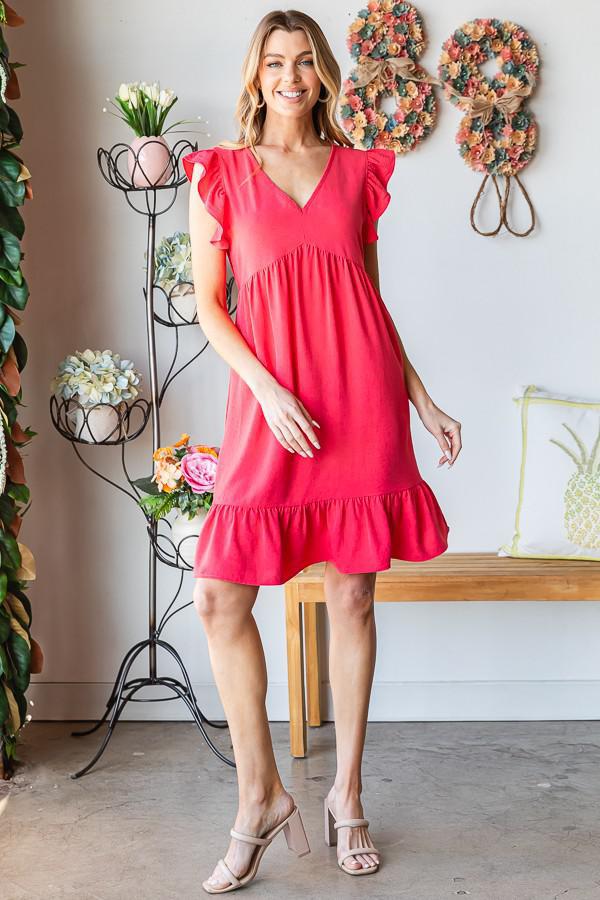 Coral Babydoll Dress