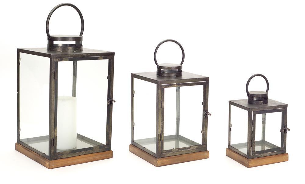 Wood & Metal Square Lantern