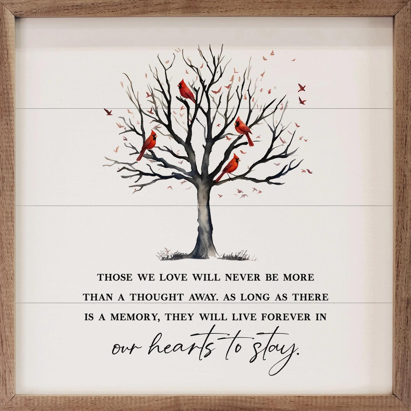 Our hearts to stay cardinal tree sign