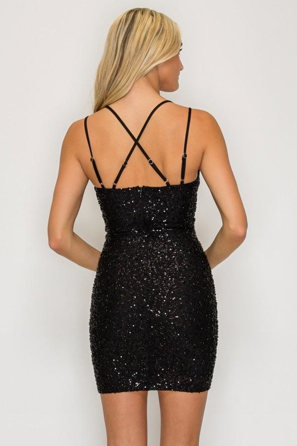 Beaded V-neck Crossback Mini