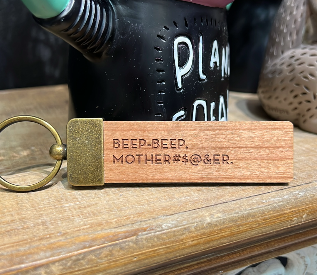 Beep Beep Wood Key Chain