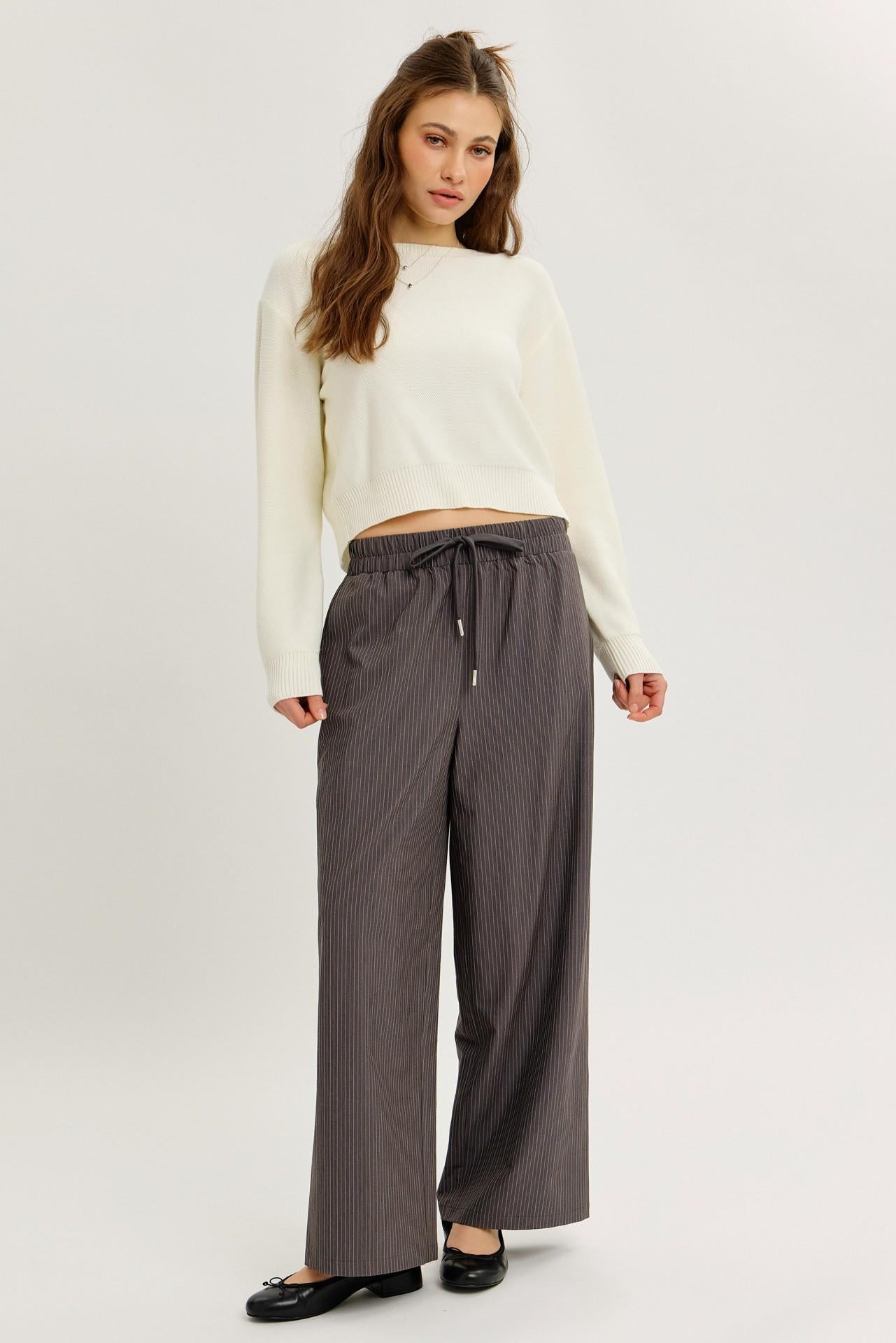 Chalk Stripe Pull-on Relaxed Fit Pants