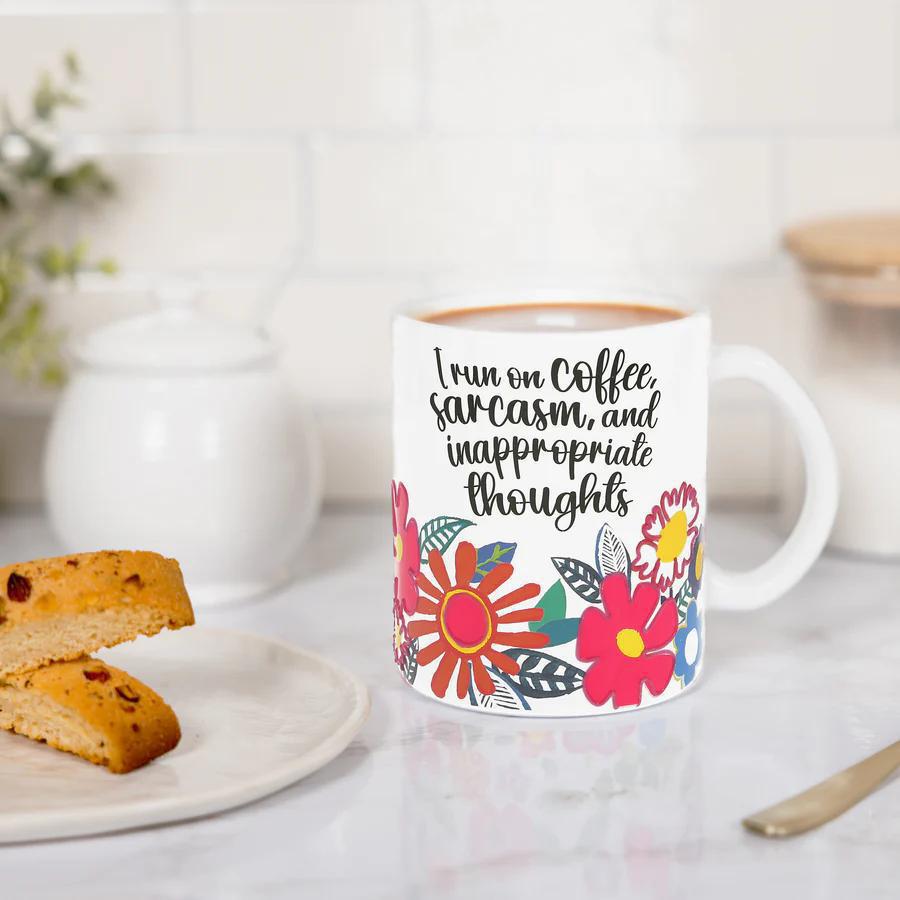 Coffee & Sarcasm 18 oz Glass Mug