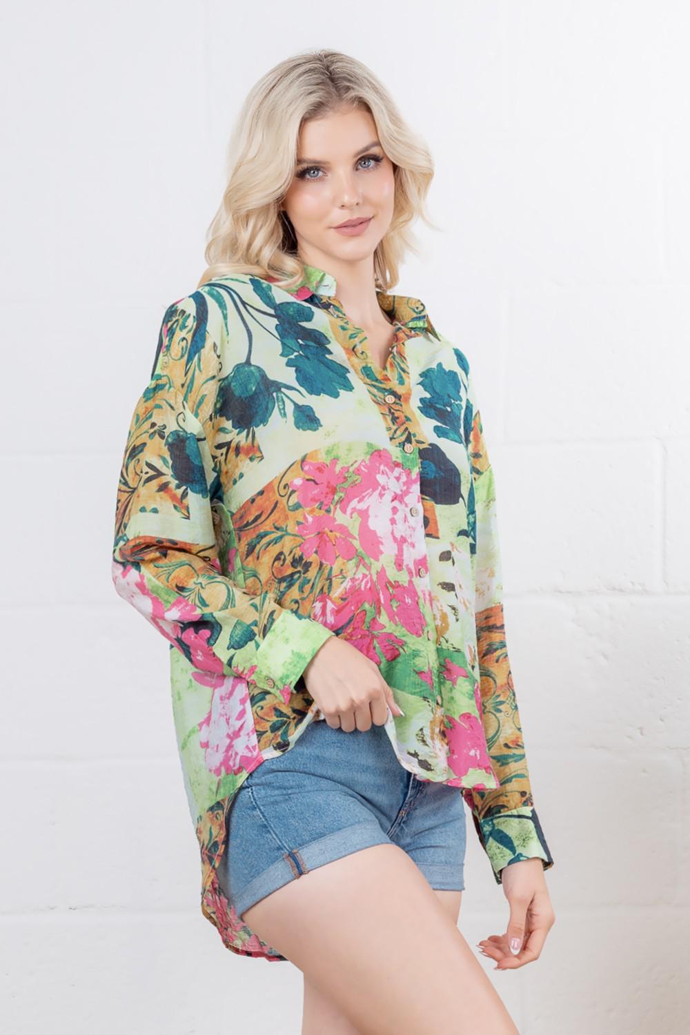 Printed Floral Long Sleeve Blouse