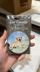 Yellow Lab Laying Car Coaster