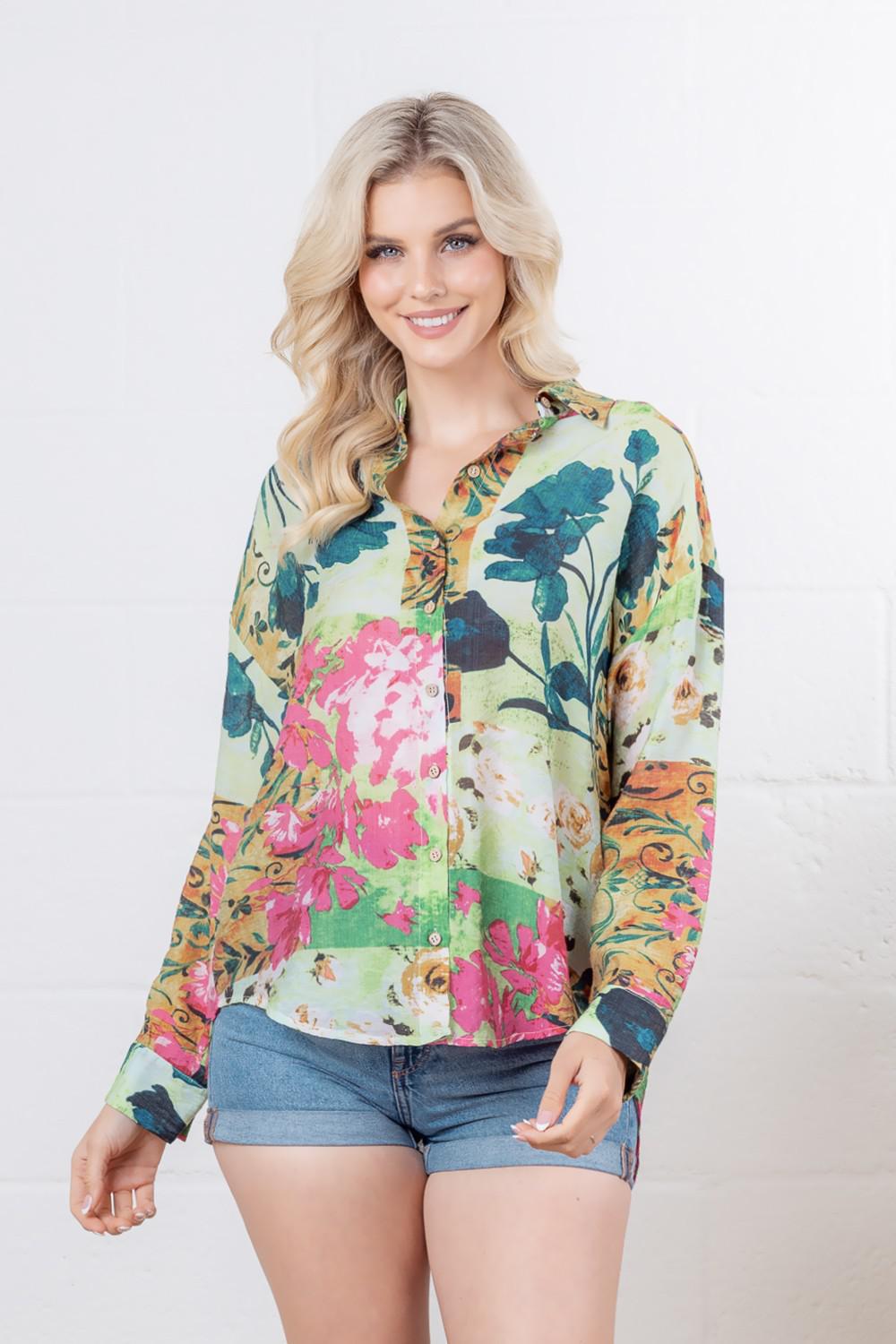 Printed Floral Long Sleeve Blouse