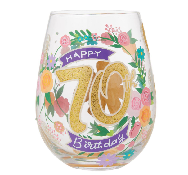 Lolita Happy 70th Stemless Wine Glass