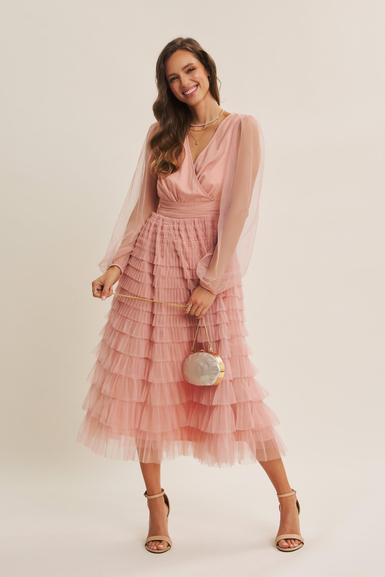 Pure Magic Ruffled Mesh Midi Dress