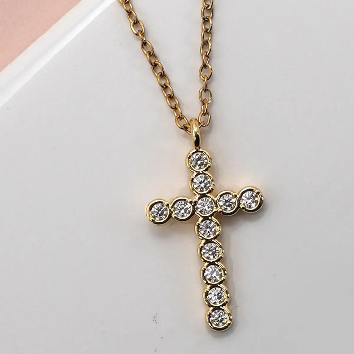 18K Stainless Steel Tarnish Free Cross Necklace