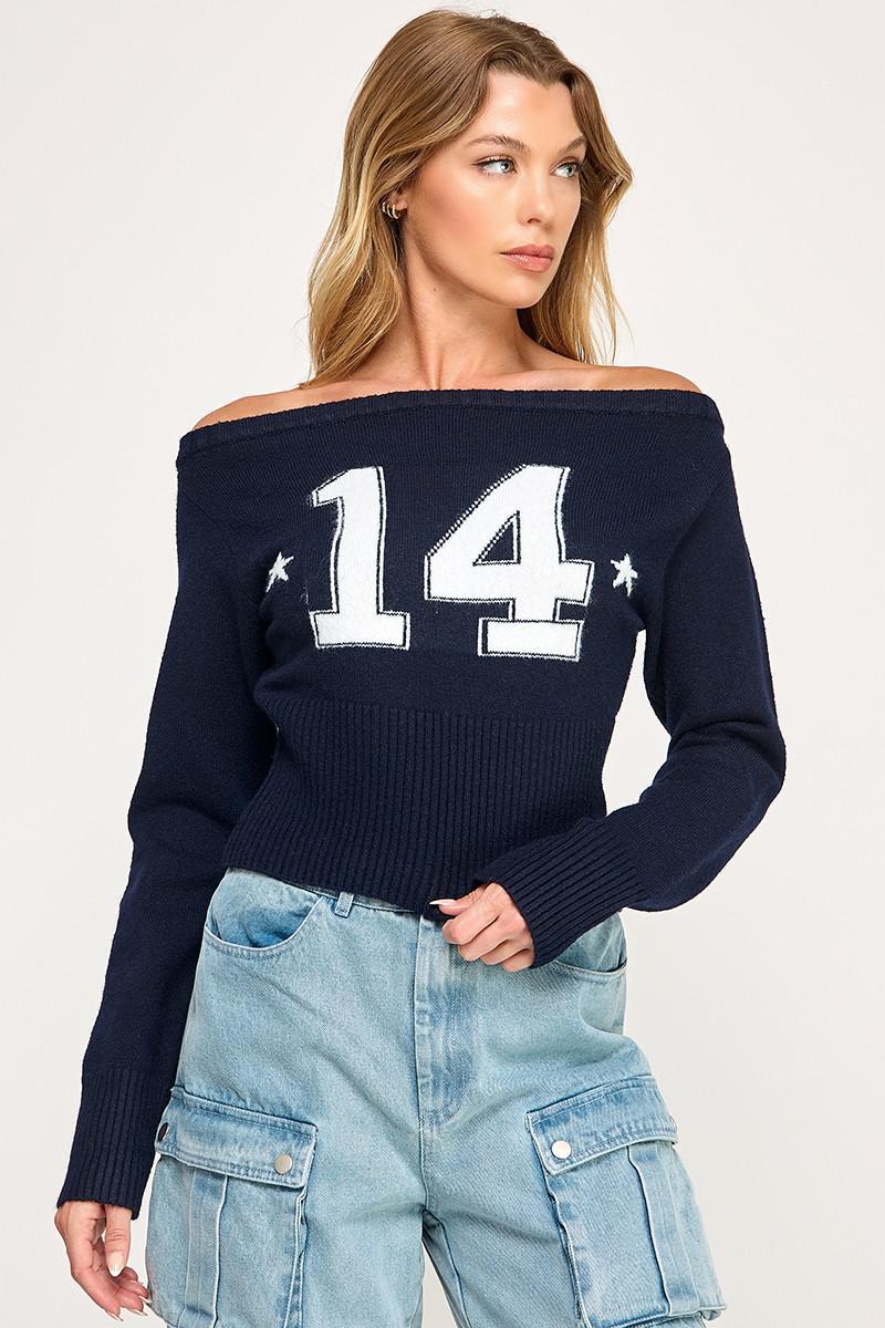 14 Number Boat Neck Sweater