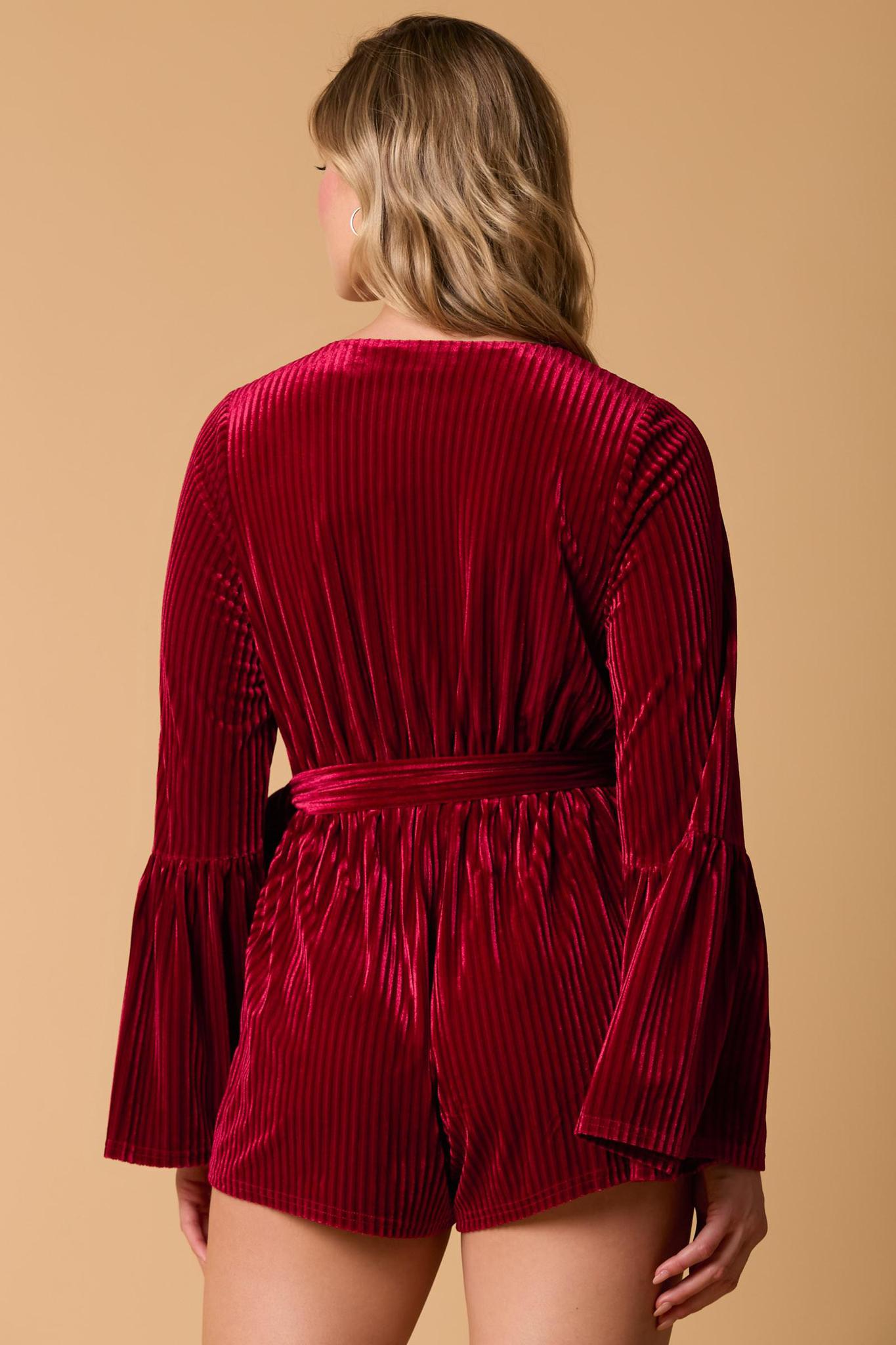 Velvet Romper With Long Sleeve