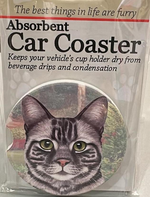 Silver Tabby Car Coaster