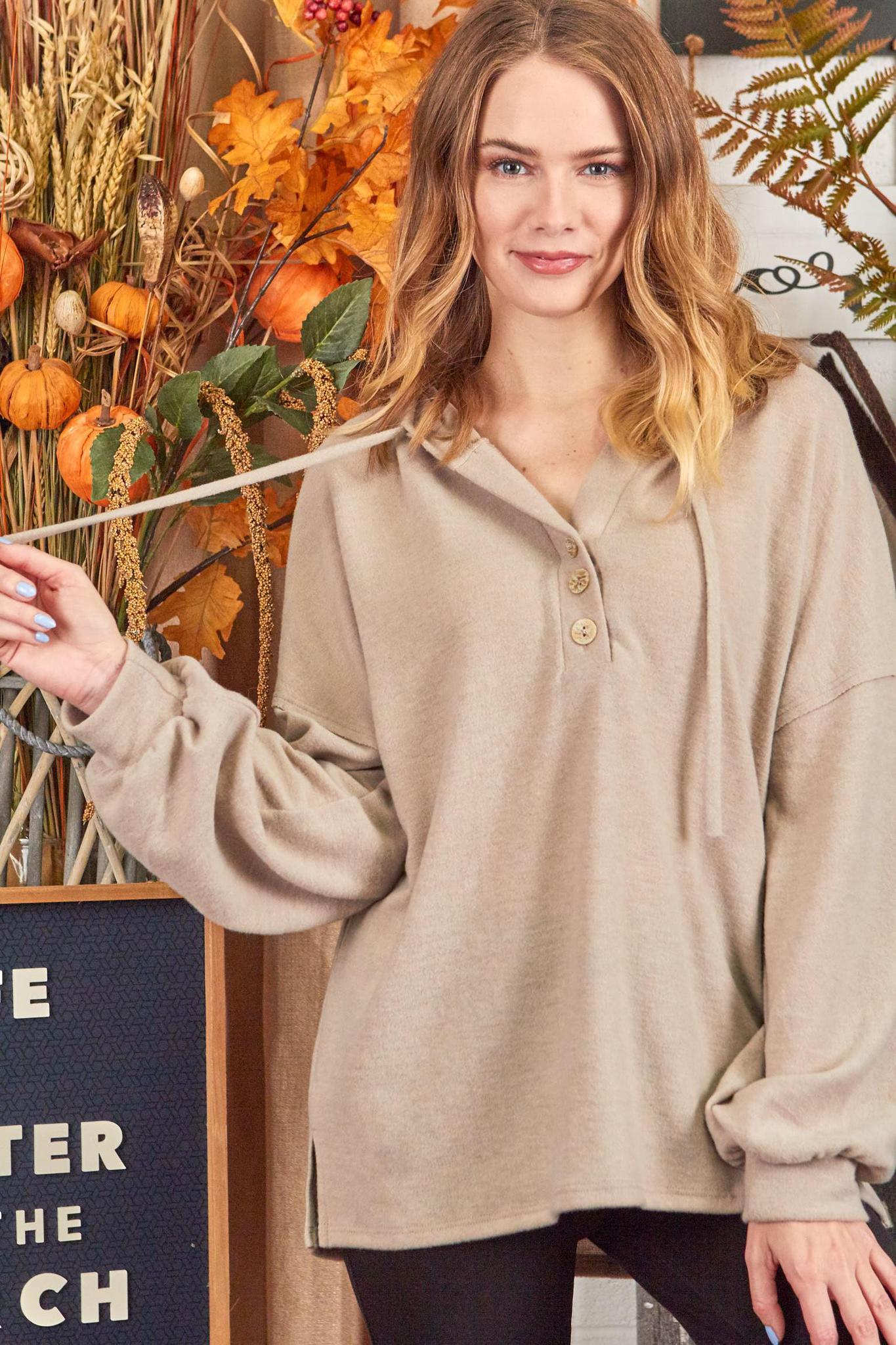 Cream Brushed Terry Hoodie