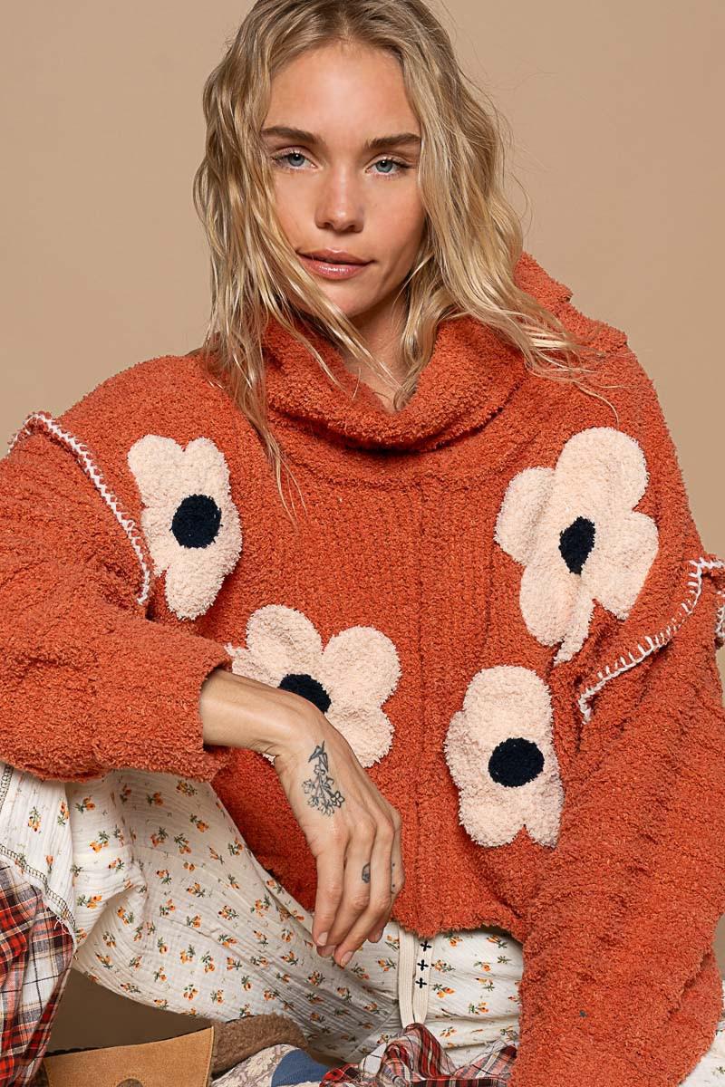 Turtleneck Floral Sweater