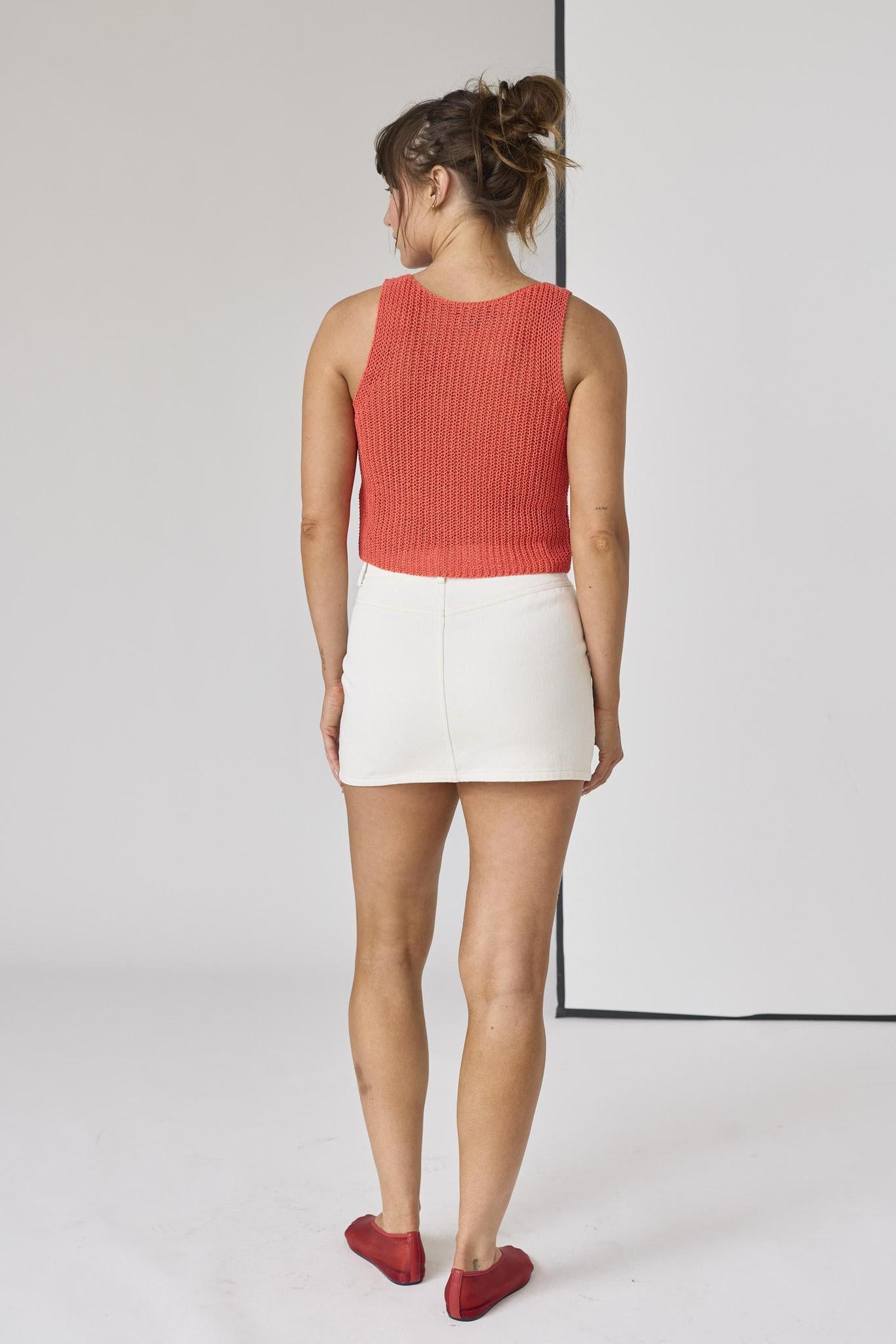 White Denim Mini Skirt