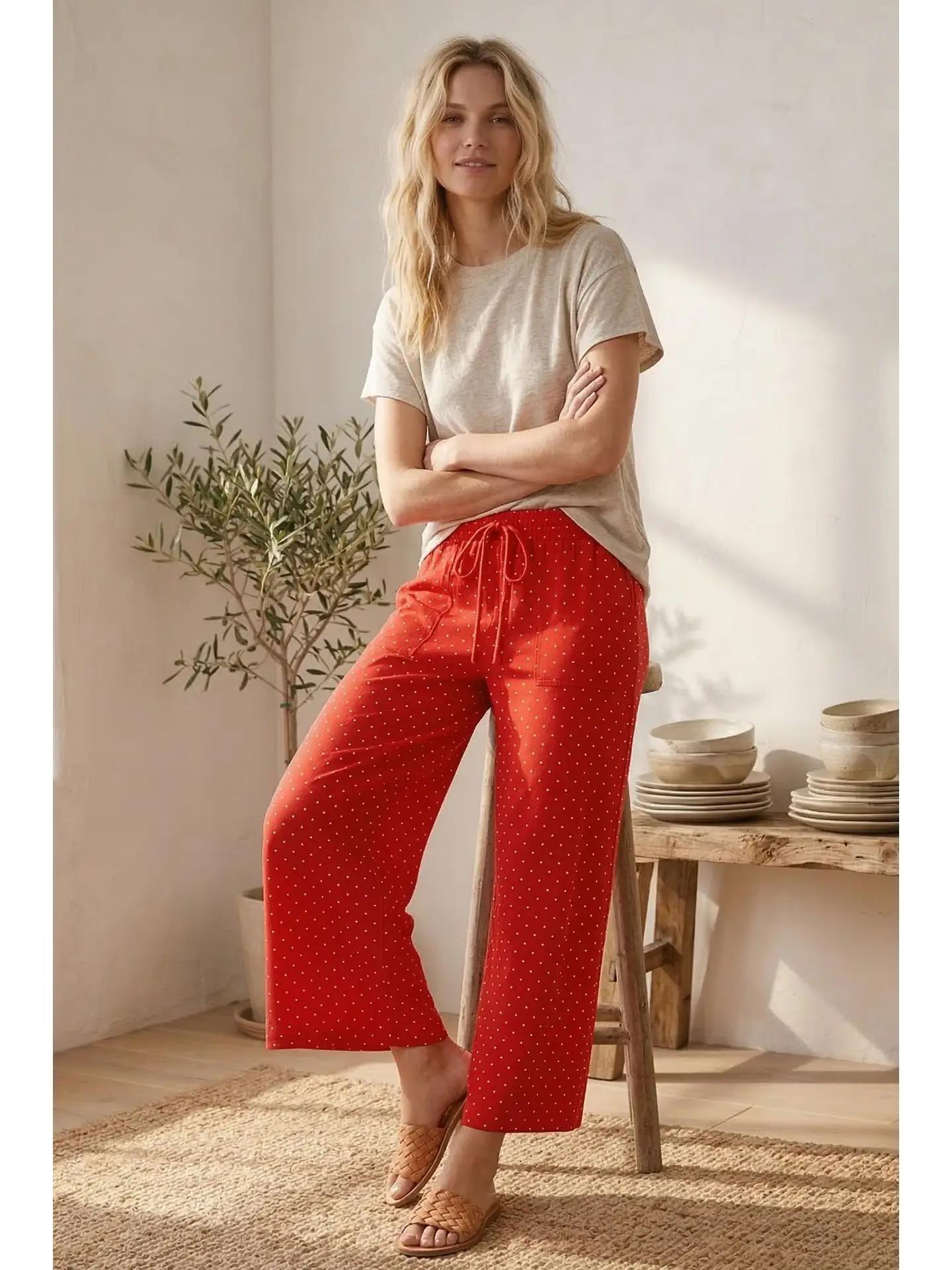Relaxed Polka Dot Wide Leg Pants