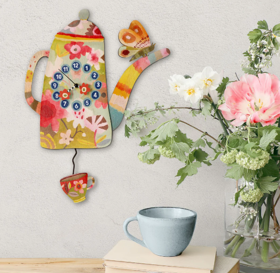 Allen Designs Cup of Time Wood Wall Clock