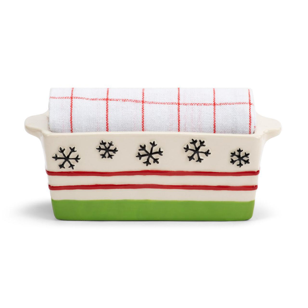 Mini Loaf Pan with Towel Set - Snowflakes