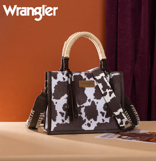Wrangler Cow Print Tote/Crossbody - Coffee