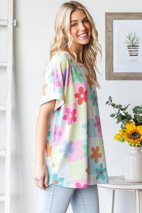 Short Sleeve Floral Print Top