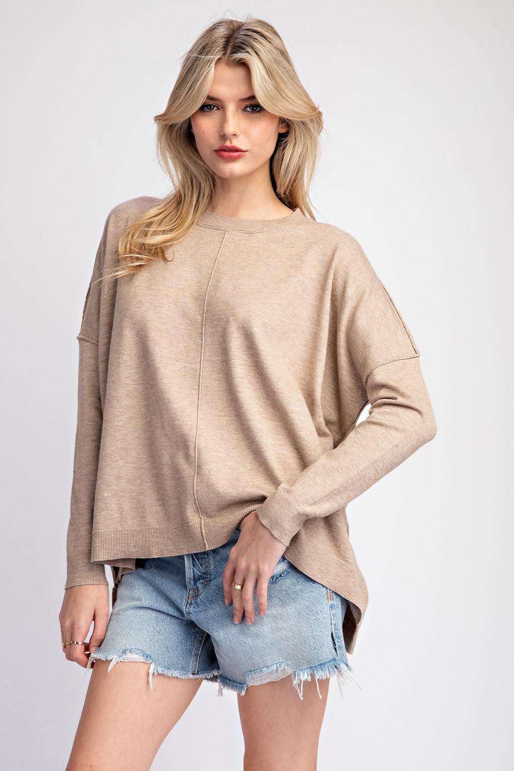 Oatmeal Long Sleeve Sweater Top